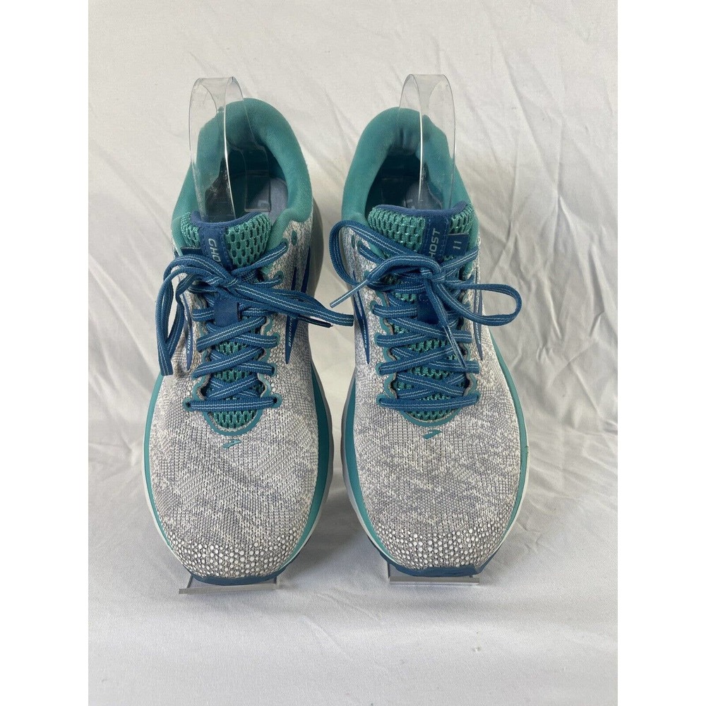 Brooks Ghost 11 Womens 10 B Shoes Gray Green Athletic Running Walking Lace Up